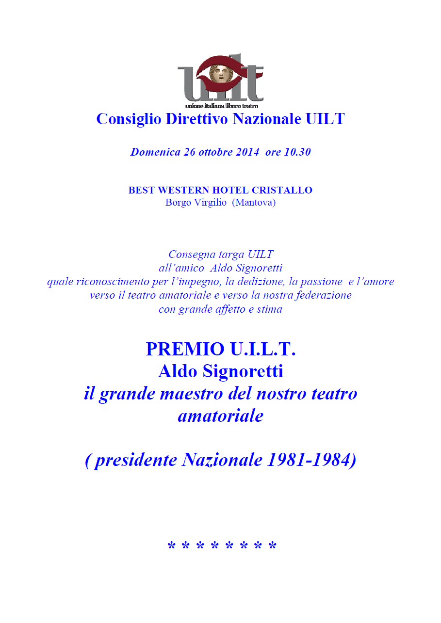 Targa U.I.L.T. a ALDO SIGNORETTI